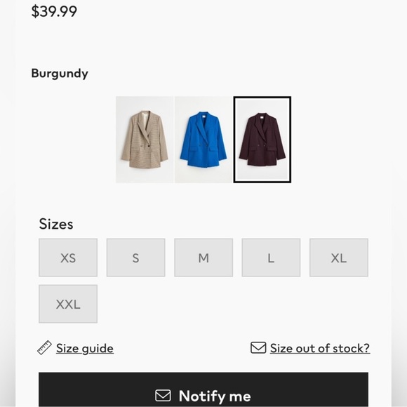 NEW|| H&M Oversize Burgundy Blazer Size XS - Picture 7 of 14